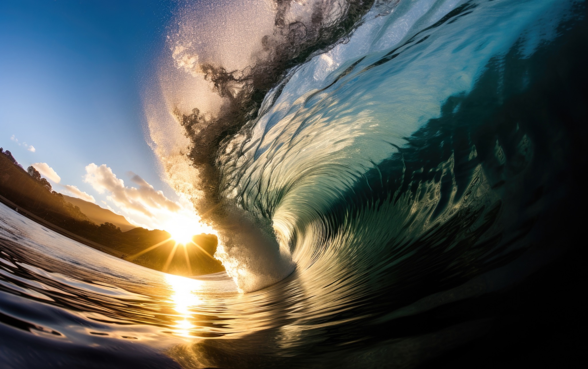 Atlantic Ocean wave crashing toward the shore
